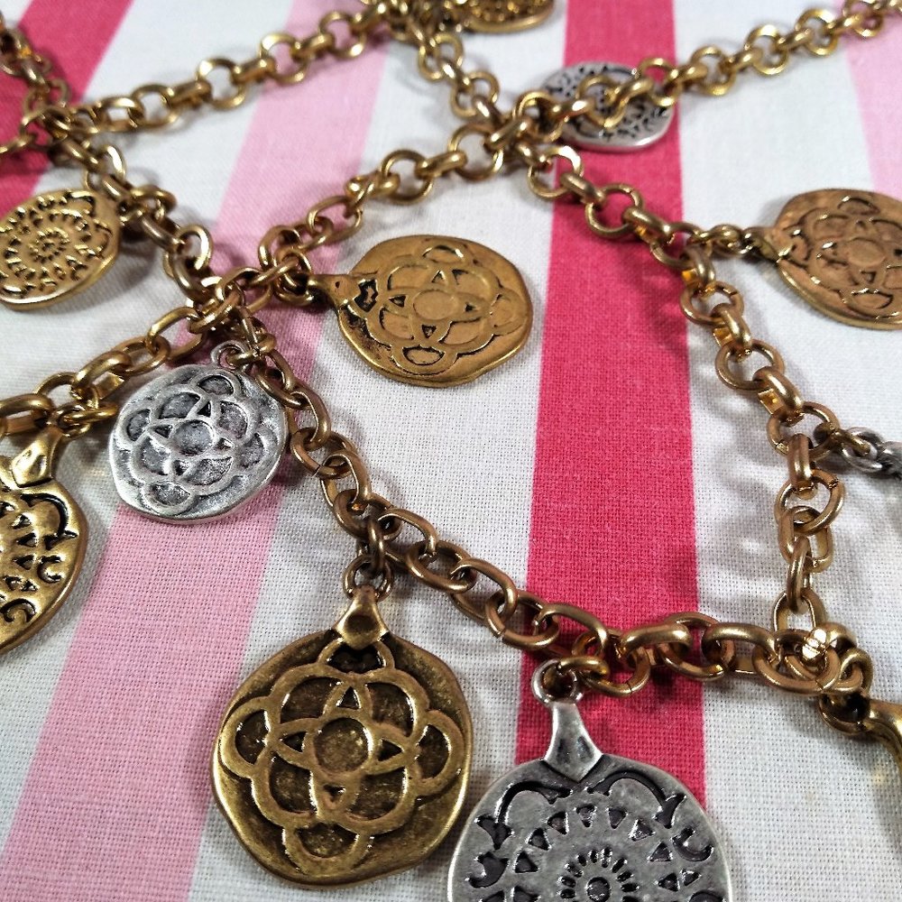 Stunning Vintage cabi Fall 2015 3pc Tile Coin Silver & Gold Necklace in Box! ♥ - Picture 10 of 15